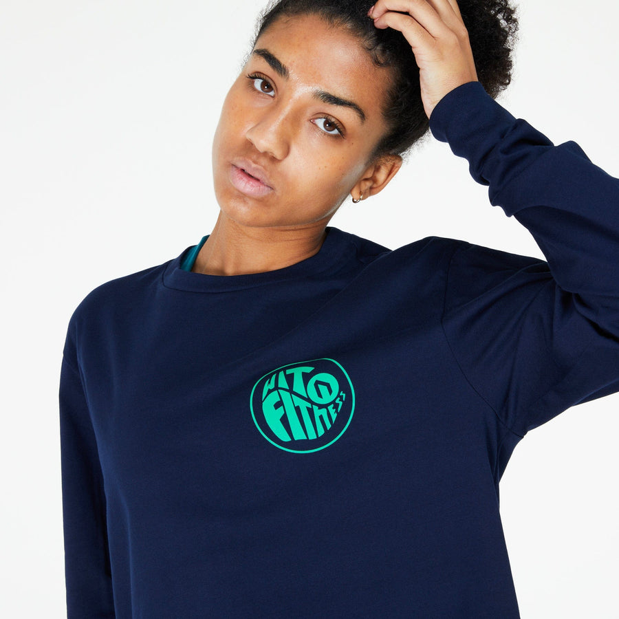 WIT Fitness T-shirts WIT Sticker L/S Tee in Navy and Green