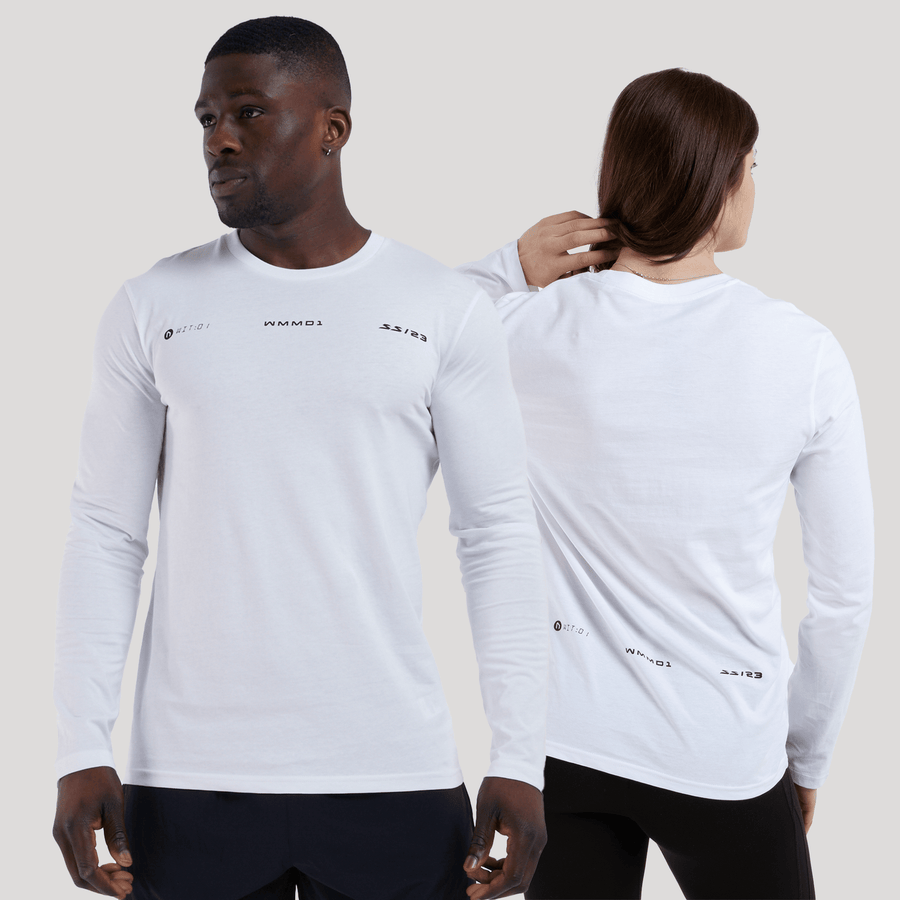 WIT Fitness T-shirts WIT Unisex Digital Tag Tee In White Long Sleeve